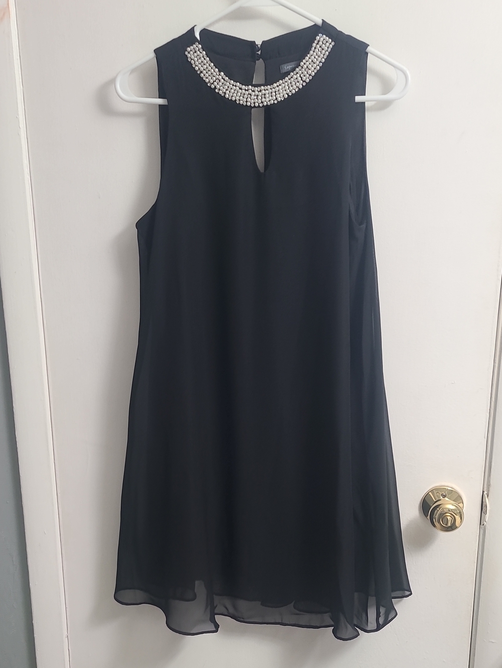 Soprano Women's Stylish Fashion Modern Sheer Black Chiffon Cocktail Dress Sz S